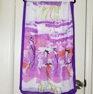 ZHEN QING 20 x 62 purple white Asian girls acarf